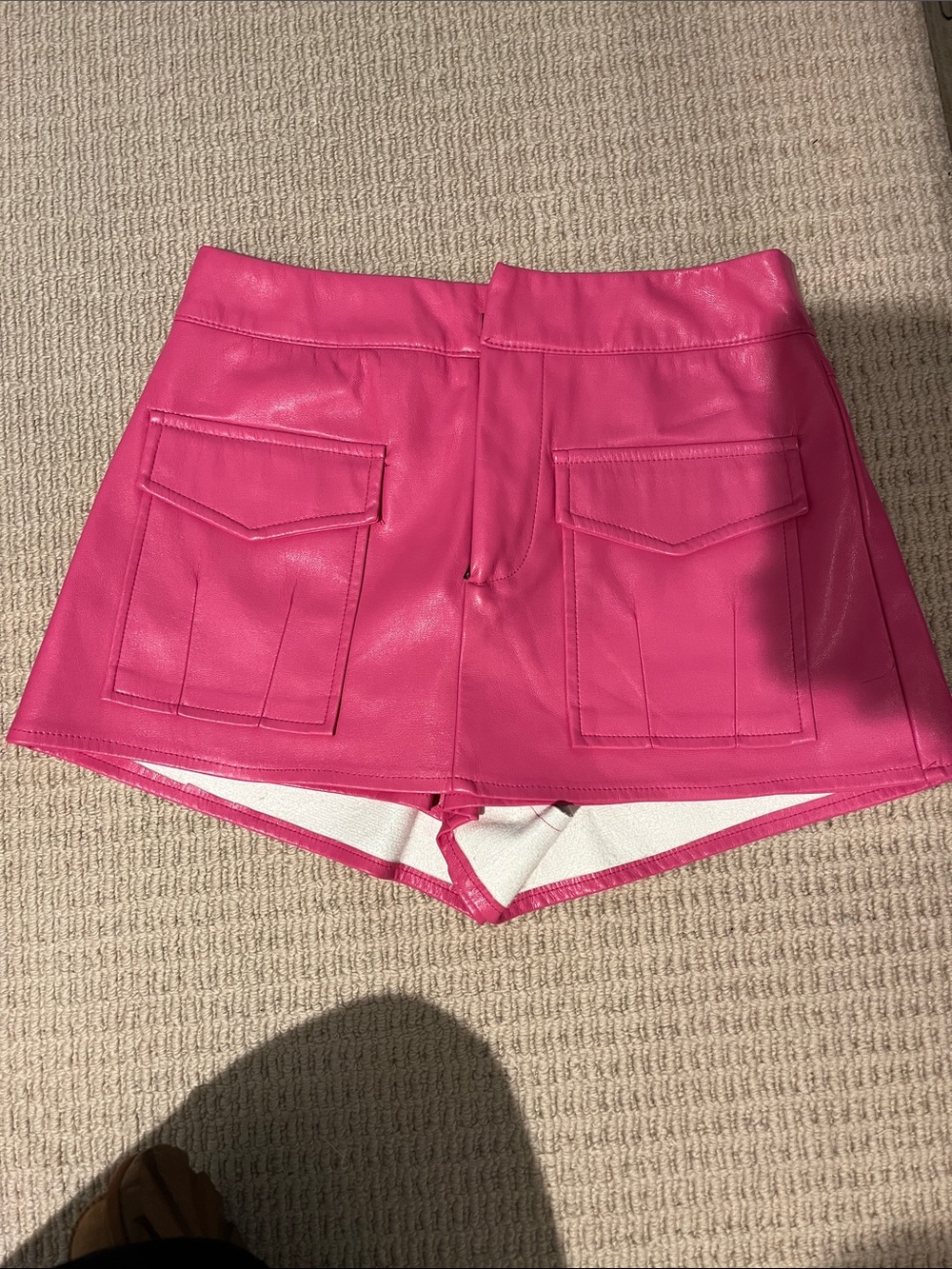 Women’s Hot Pink Faux Leather Cargo Skort